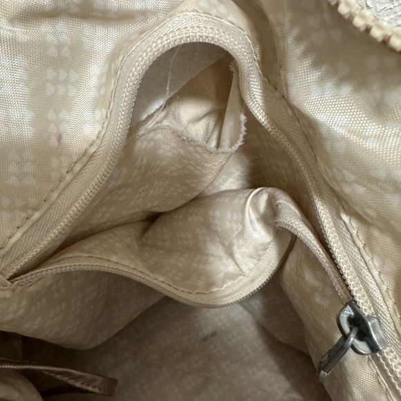 Kipling Metallic Champagne Shoulder Bag with Cream & Tan Striped Straps - Picture 6 of 12